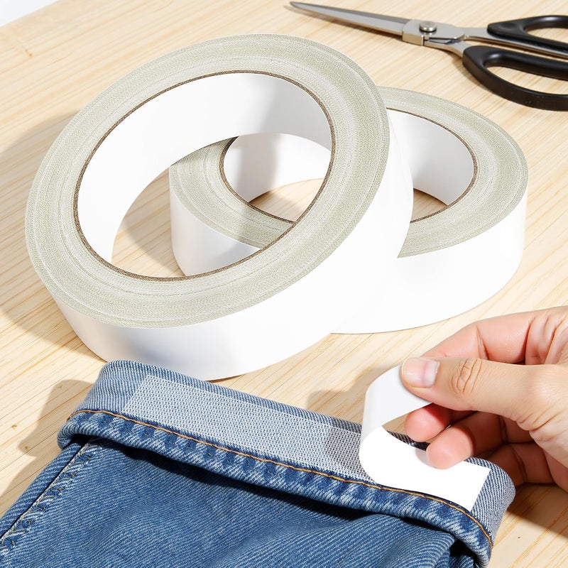 Hoacm 2PC Hem Tape for Pants, 1Inch X 40FT Double Sided Fabric Tape Heavy Duty, Hemming Tape for Pants, No Sewing Ironing Hem Tape for Curtains, Dress, Jeans, Clothing, Rug, Carpet, Arts - Image 1